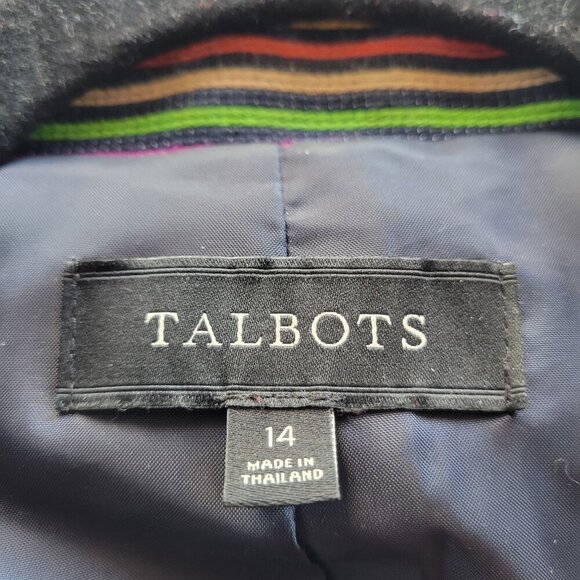 New Talbots Women’s Multicolor Blue Yellow Striped Rainbow Cotton Jacket (14) - Picture 4 of 16